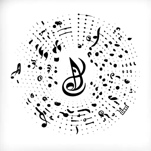 A Minimalist Tattoo Of A Music Note Transforming Into A Flock Of Birds