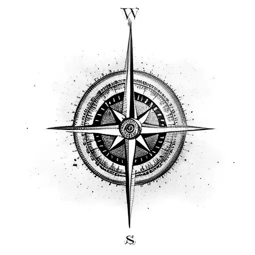 A Compass Made Of Coffee Beans With A Sunset Sky As The Background