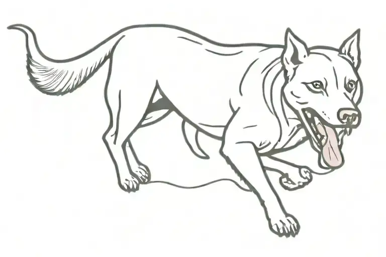 Miminal Tatto Of A Dog Running Line Art