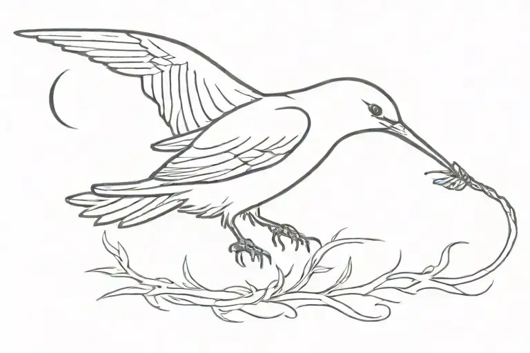 Outline Of Flying Bird Eating Worm