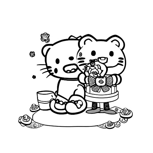 Hello Kitty Eating Cheer Bear