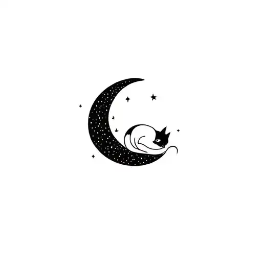 Black Cat Sleeping Moon