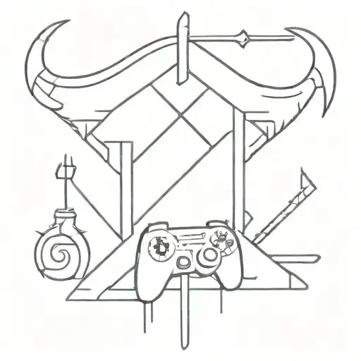 Incorporate Symbols From Videogames And Heavy Metal Music Into A Minimalist Tattoo Design