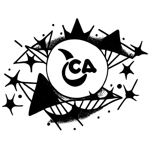 Moon With Cancer Sign And A Little Crown With Letter J