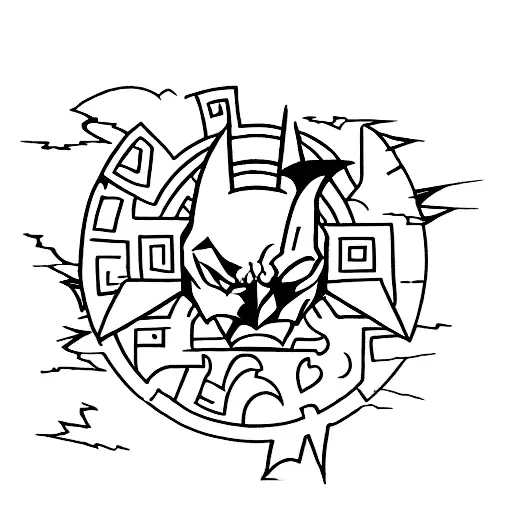 Dark Knight-inspired Tattoo Featuring A Silhouette Of Batman Against A Blood-red Moon