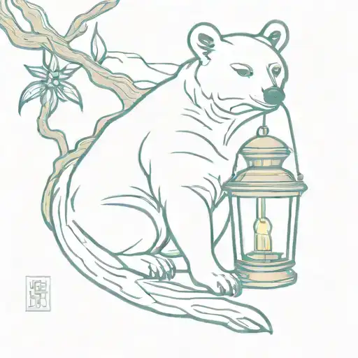 Taiwan Famosa Bear Lying Down Hanging Onto Taiwan Lantern With Blue Magpie