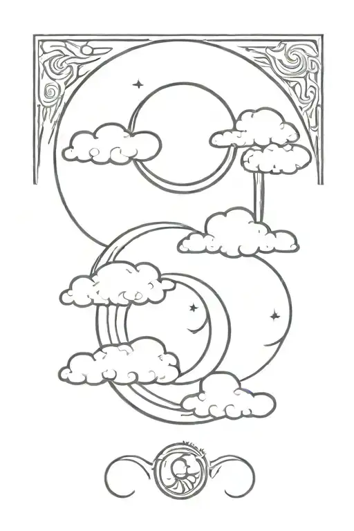 Sun Moon Clouds Yin Yan