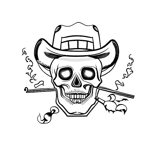 Skull With Cowboyhat Smoking