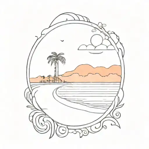 Sunset In Beach Scene