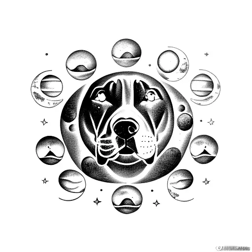 Moon Phases Forming A Pitbull Silhouette