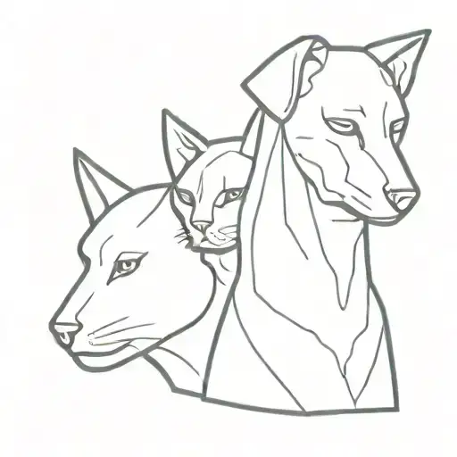 Teckel And Cat And Liberty Statue Head Bust Cracked