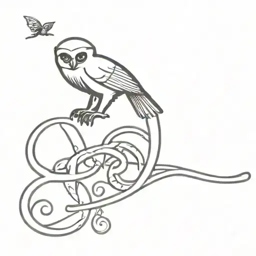 Monkey With A Owl Flying And A Centipede Crawling