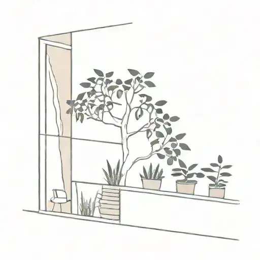 Plants In A Balcony Overlooking A Tree