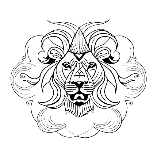 A Lion And A Sun Merging Into A Celestial Being