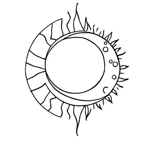 Sun And Moon Tattoo Design Combining