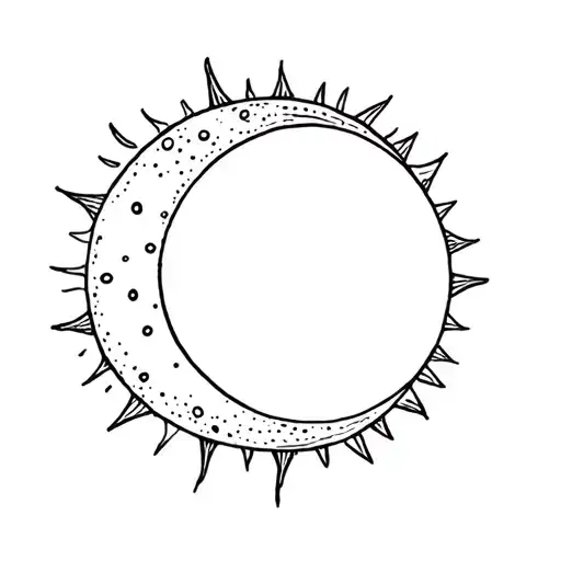 Sun And Moon Tattoo Design Combining