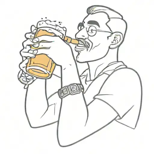 Give Me A Tattoo Idea With An Animation Character Drinking Beer And Too Mich Money