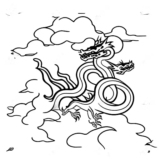 Dragon With Japanese Clouds