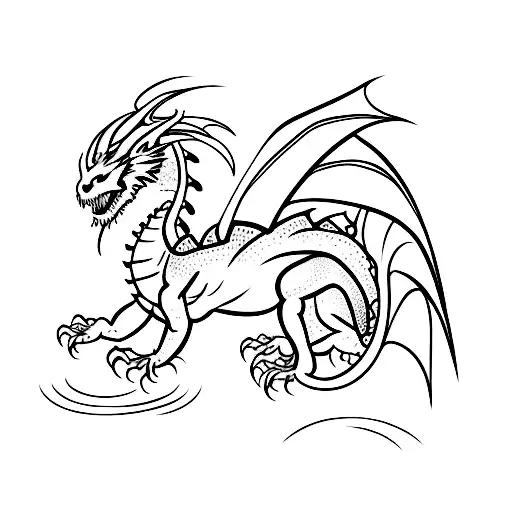Black Linework Dragon