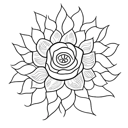 A Stylized Sunflower With The Word 'Gratitude' Incorporated Into The Petals