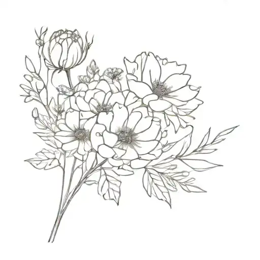 Bouquet Of Wild Flowers With Peony And Dandelion