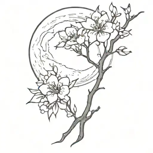 Moon And Sakura On The Forearm