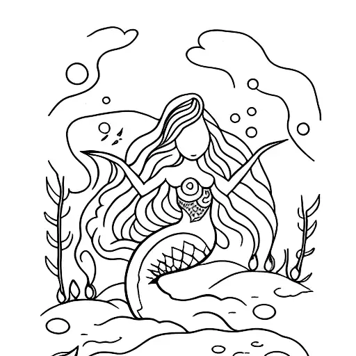 A Minimalist Tattoo Of A Mermaid Swimming In A Forest