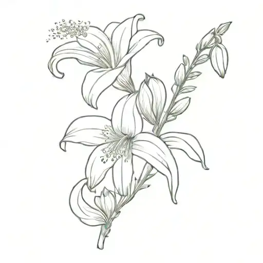 Lily Flower Intertwined With Foxglove