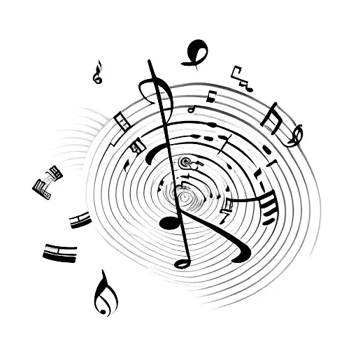 A Minimalistic Tattoo Of A Music Note Surrounded By Coffee Beans