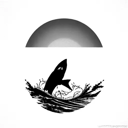 Shark In The Sunset With Palms