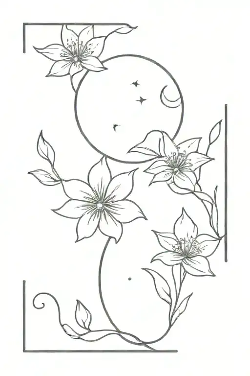 Moon And Flowers Forming