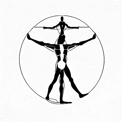 Vitruvian Man And Angel Geomatric
