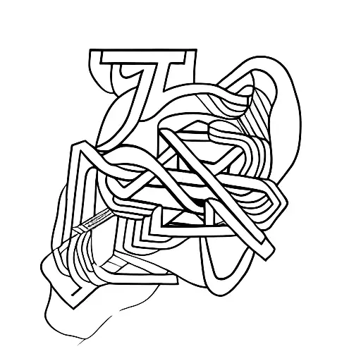 Abstract Line Drawing Representing The Letter R And N