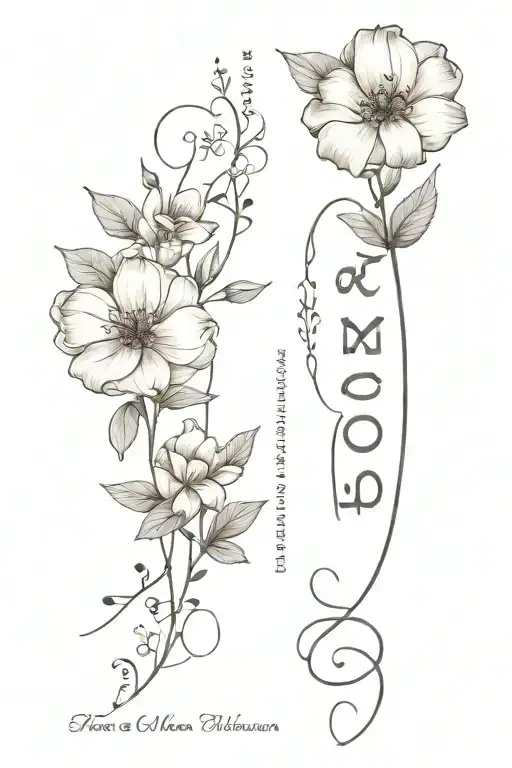 Lettering And Flowers On Spine