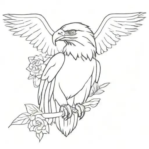 Eagle Surrounded By Flowers