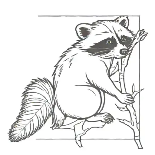 Little Raccon Hanging On To A Stick With Its Feet Hanging Below It