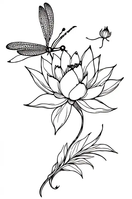 Lotus And Dragonfly