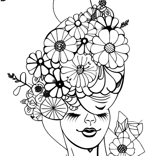 Self Love Figure Of Woman With Flowers Around Her