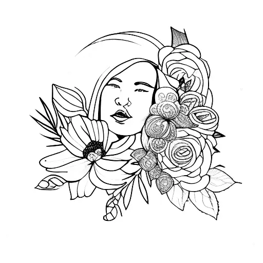 Female Body Made Of Flowers