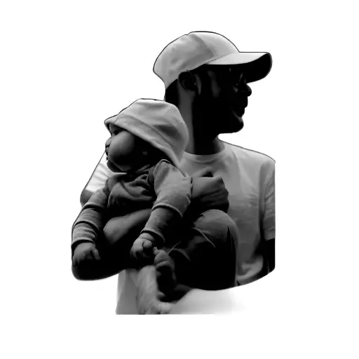 A Man Holding A Baby In A Yellow Hat