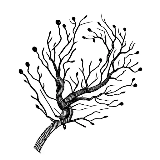 A Minimalist Tattoo Of A Film Reel Intertwined With A Tree Branch