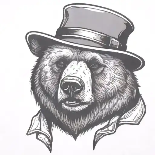 Nerdy Bear Head With Felt Hat