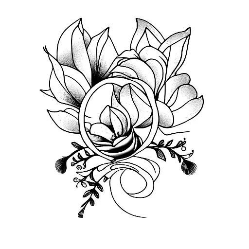 Fine Line Minimalist Feminine Tattoo Of Springbok With Flowers