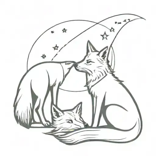 Moon And A Fox Looking