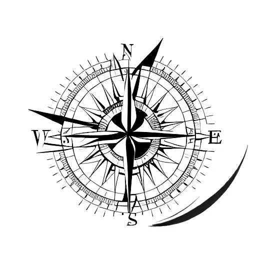 A Minimalist Compass Rose With The Coordinates Of Brussels In The Center
