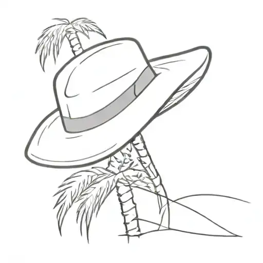 Palm Tree Straw Hat One Piece