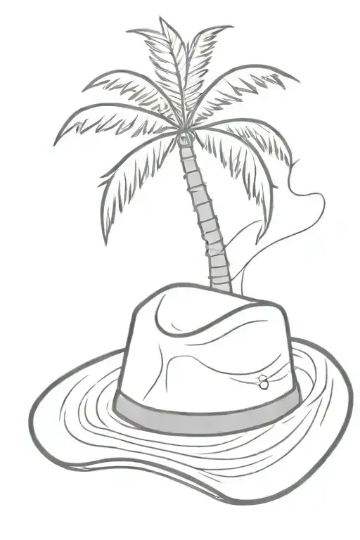 Palm Tree Wirth Straw Hat One Piece