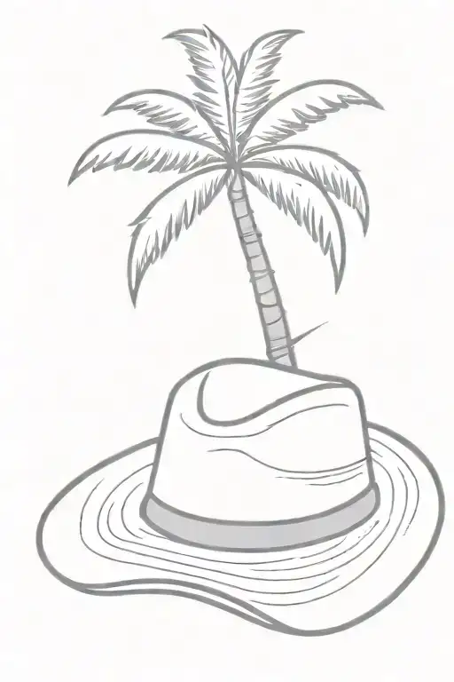 Palm Tree Wirth Straw Hat One Piece