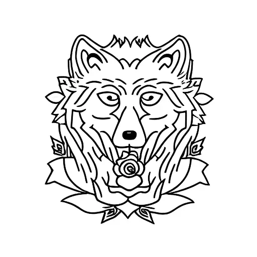 Wolf With A Rose In His Mouth