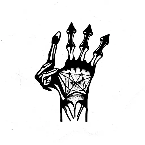 Skeleton Hand Holding 5 Cards